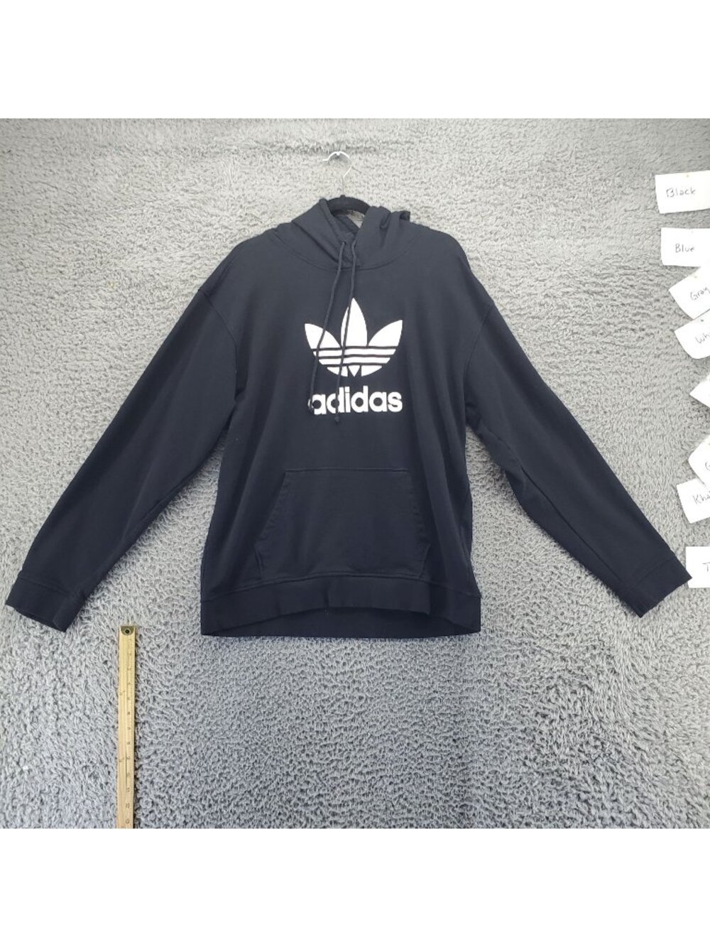 Adidas Hoodie Mens 2XL Black Trefoil Logo Cotton Blend Kangaroo Pocket Drawstrin